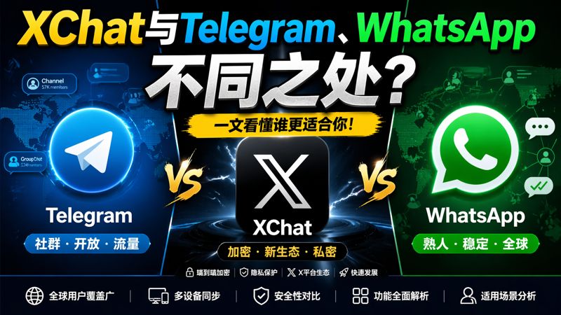 Xchat与Telegram、WhatsApp有什么不同?